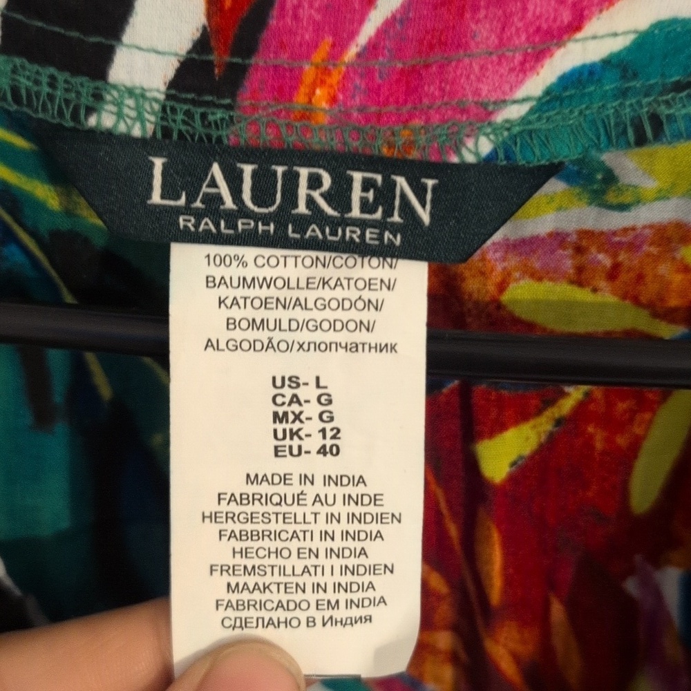 Ralph Lauren Tropical-Print Cotton Cover-Up Vacation Size Large - Picture 5 of 8
